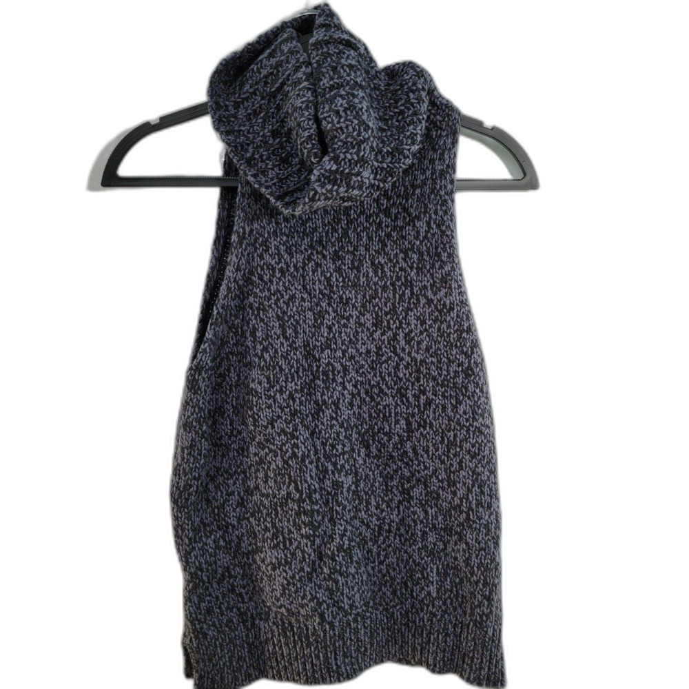 Madewell Gray & Black Knit Cowl Neck Sleeveless Cropped Tank Top Small